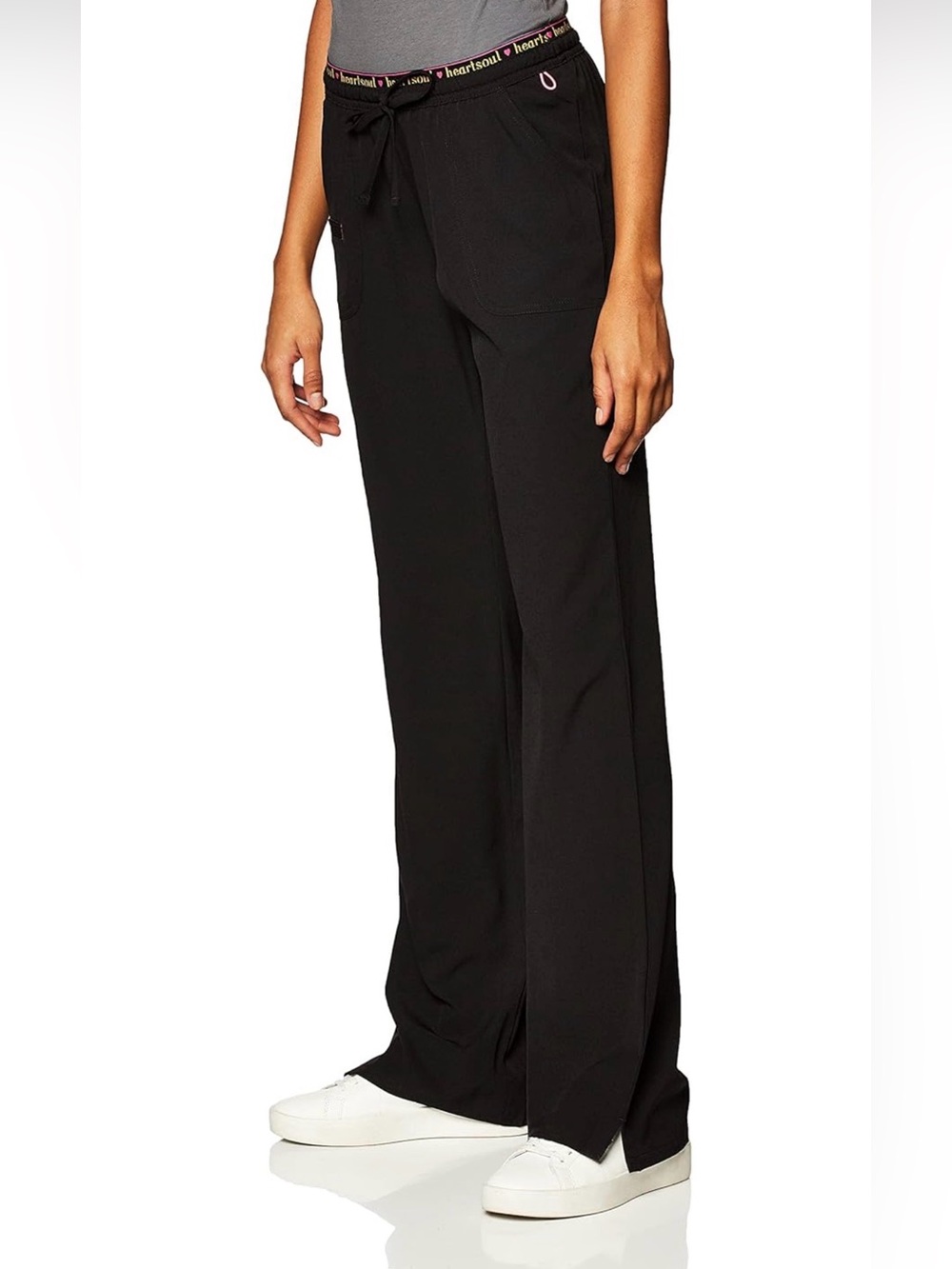 HeartSoul Black Wide-Leg Drawstring Scrub Pants